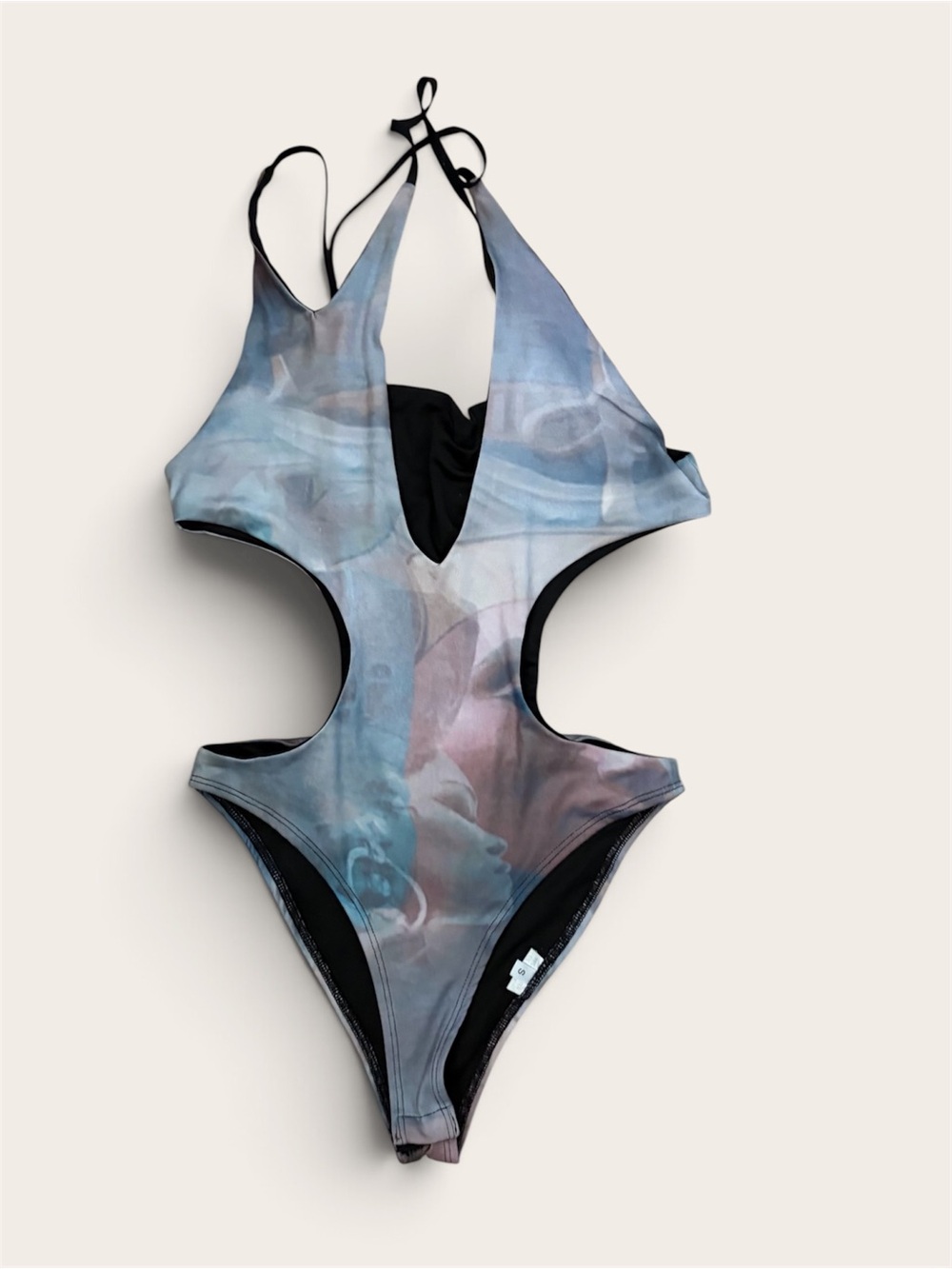 Women’s Cutout One-Piece Swimsuit in Blue Marble